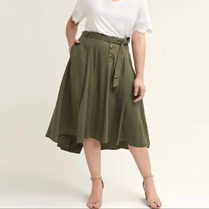 Love & Legend Belted High-Low Skirt SIZE 18 khaki green